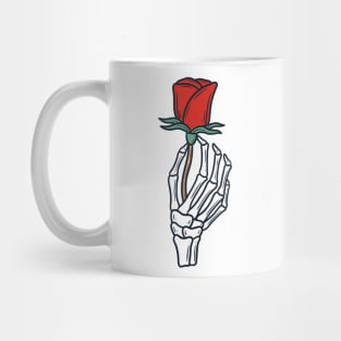 Sketelon Hand with Rose Mug